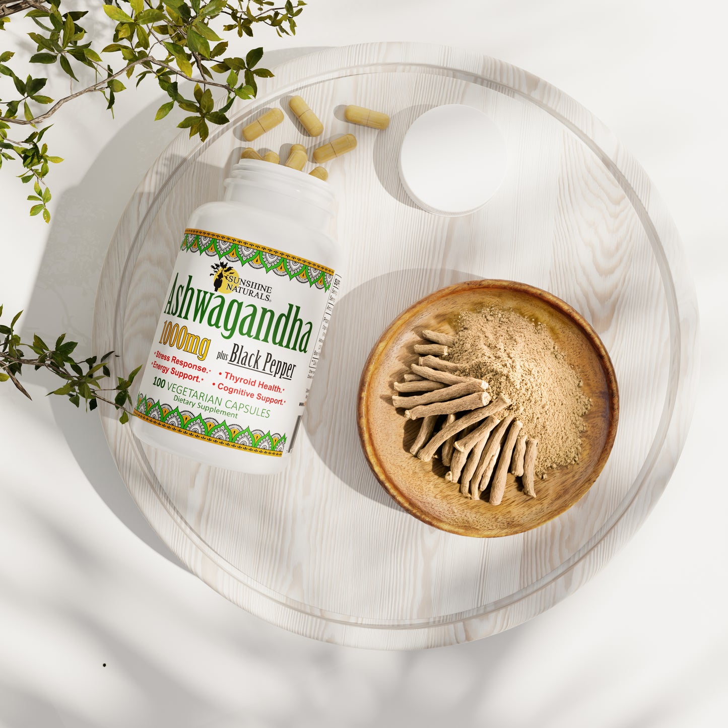 Ashwagandha plus Black Pepper 100 Veggie Capsules