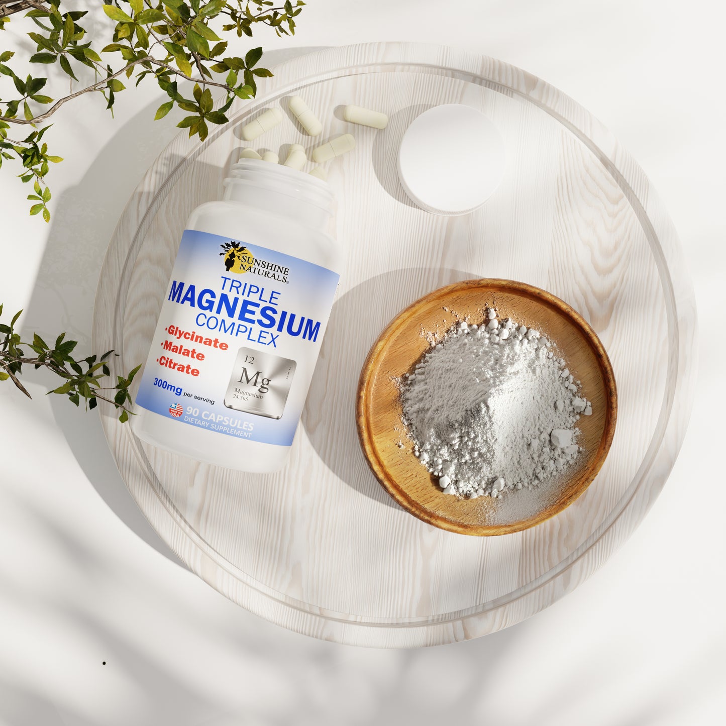 Triple Magnesium Complex, Magnesium Glycinate, Malate and Citrate. 90 capsules