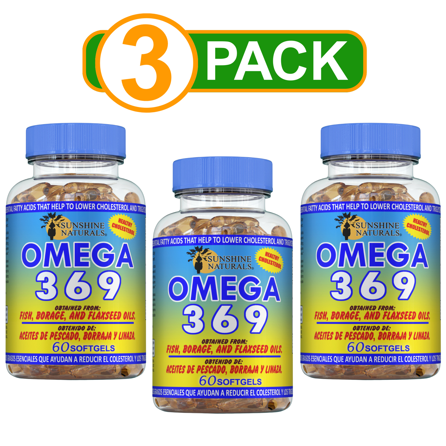 Omega 3-6-9 Fish, Borage, and Flaxseed oil 3600mg 60 Softgels