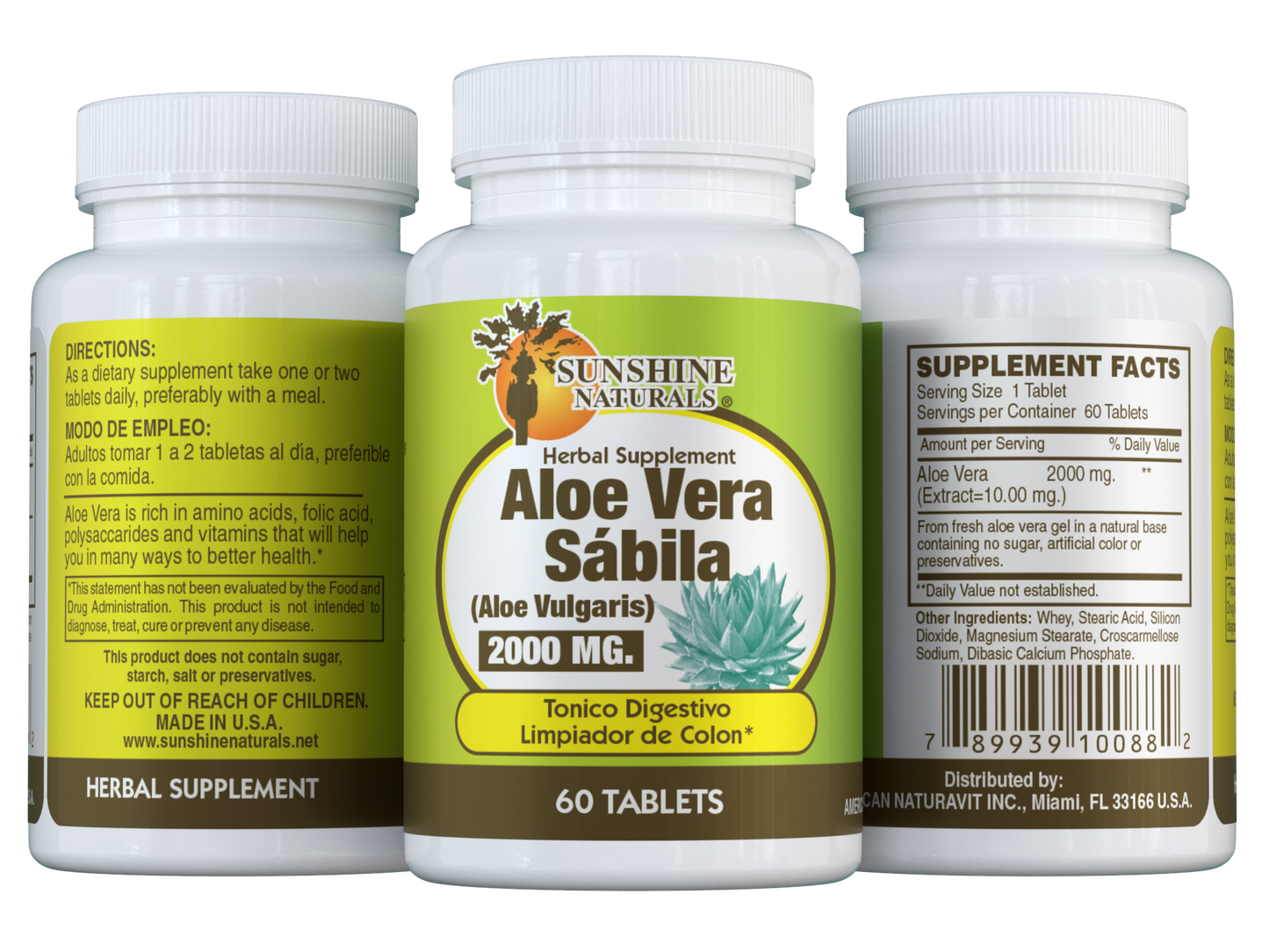 Aloe Vera Sabila 2000mg 60 Tablets
