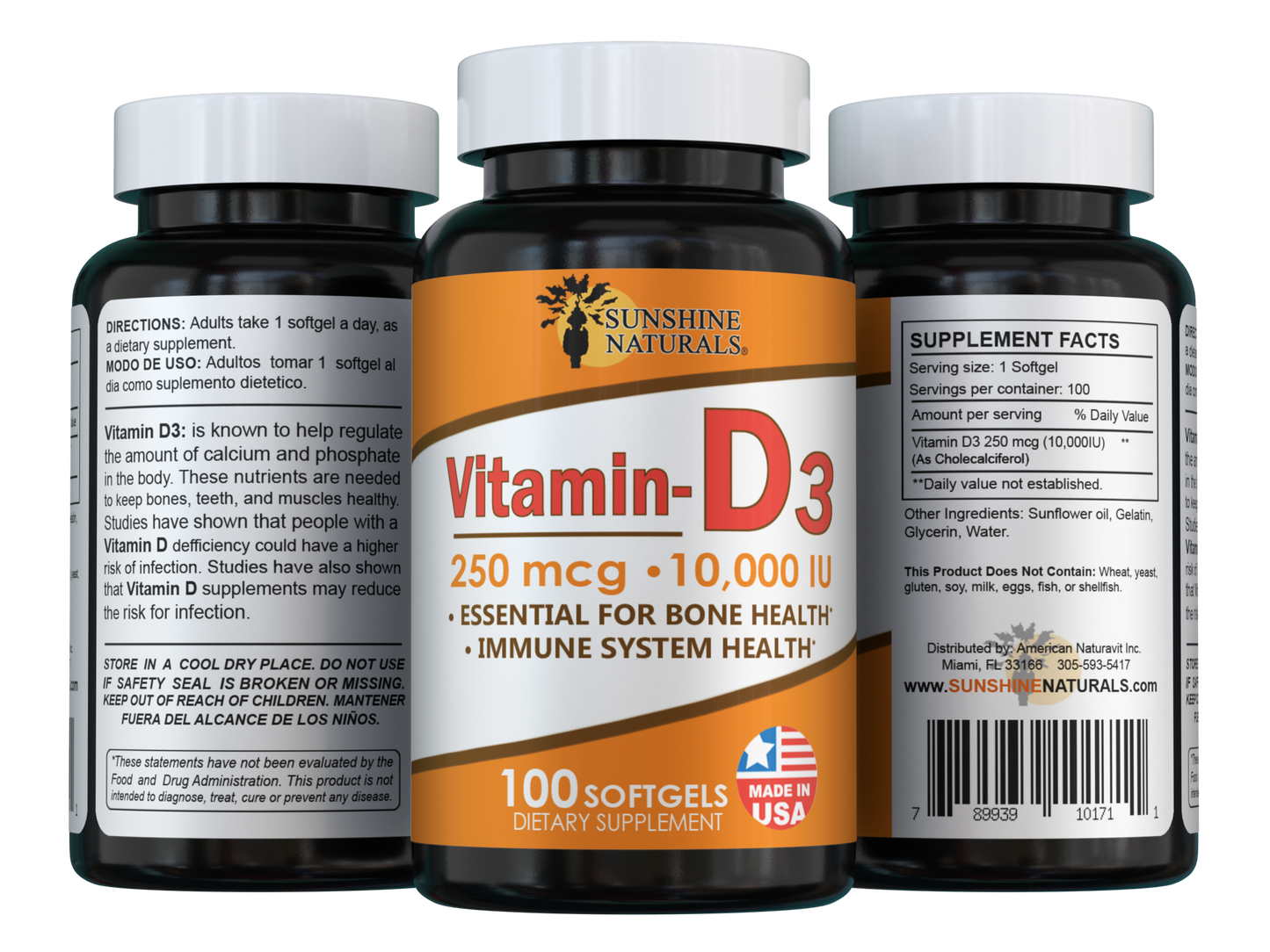 Vitamin D3 10,000 IU (250mcg) 100 Softgels