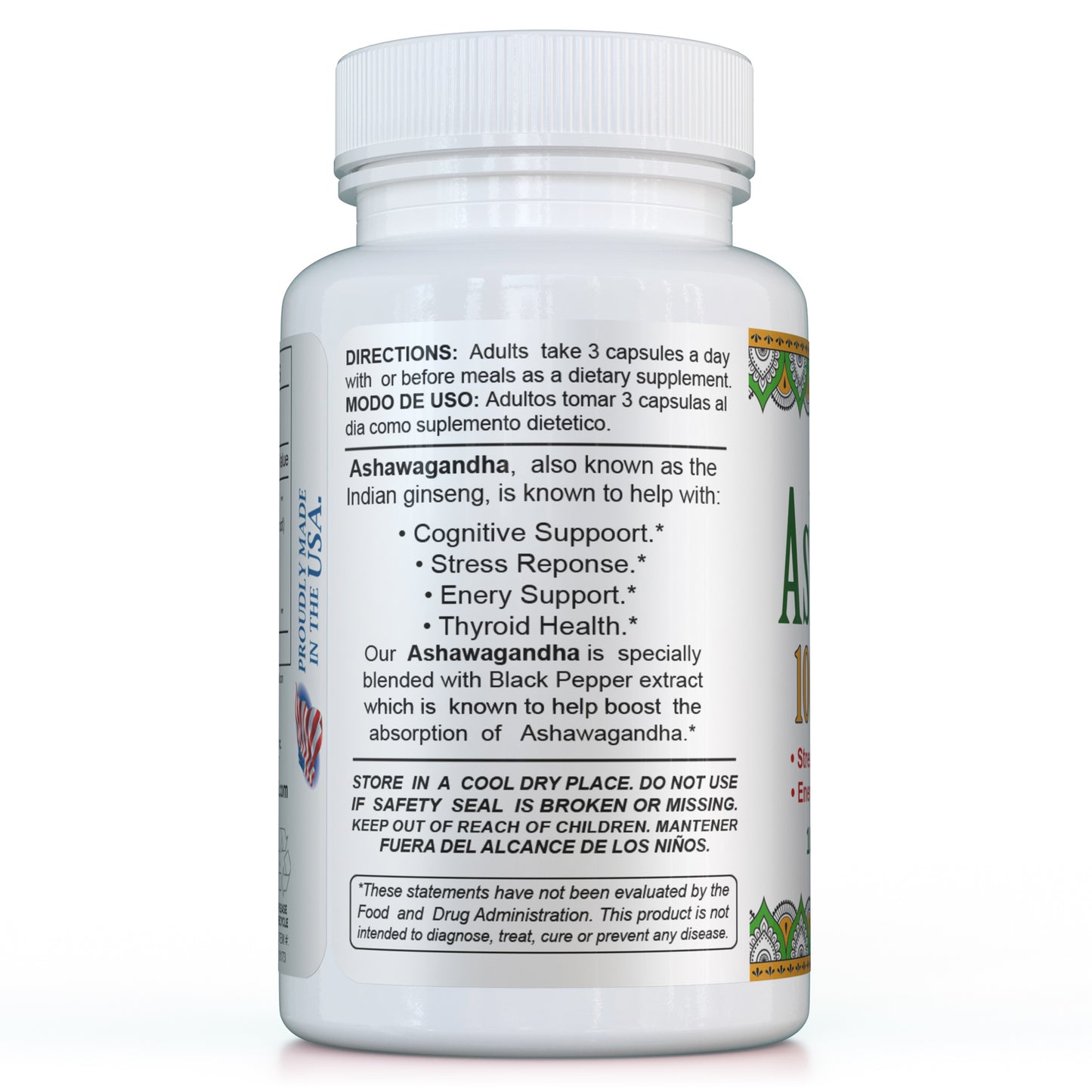 Ashwagandha plus Black Pepper 100 Veggie Capsules