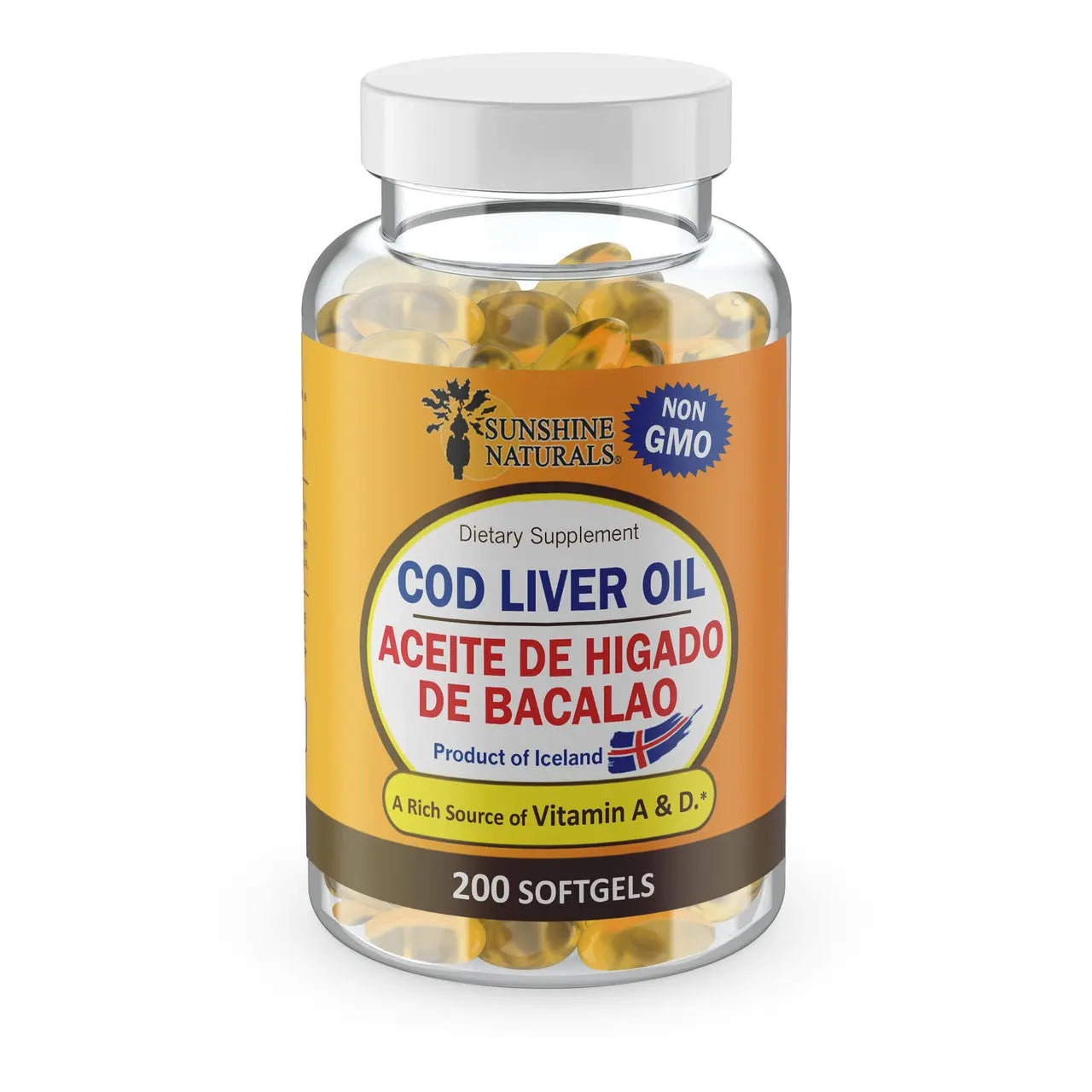 Cod Liver Oil 1400mg 200 Softgels Sunshinenaturals