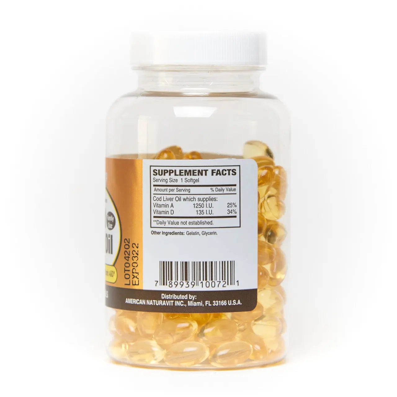 Cod Liver Oil 1400mg 200 Softgels Sunshinenaturals