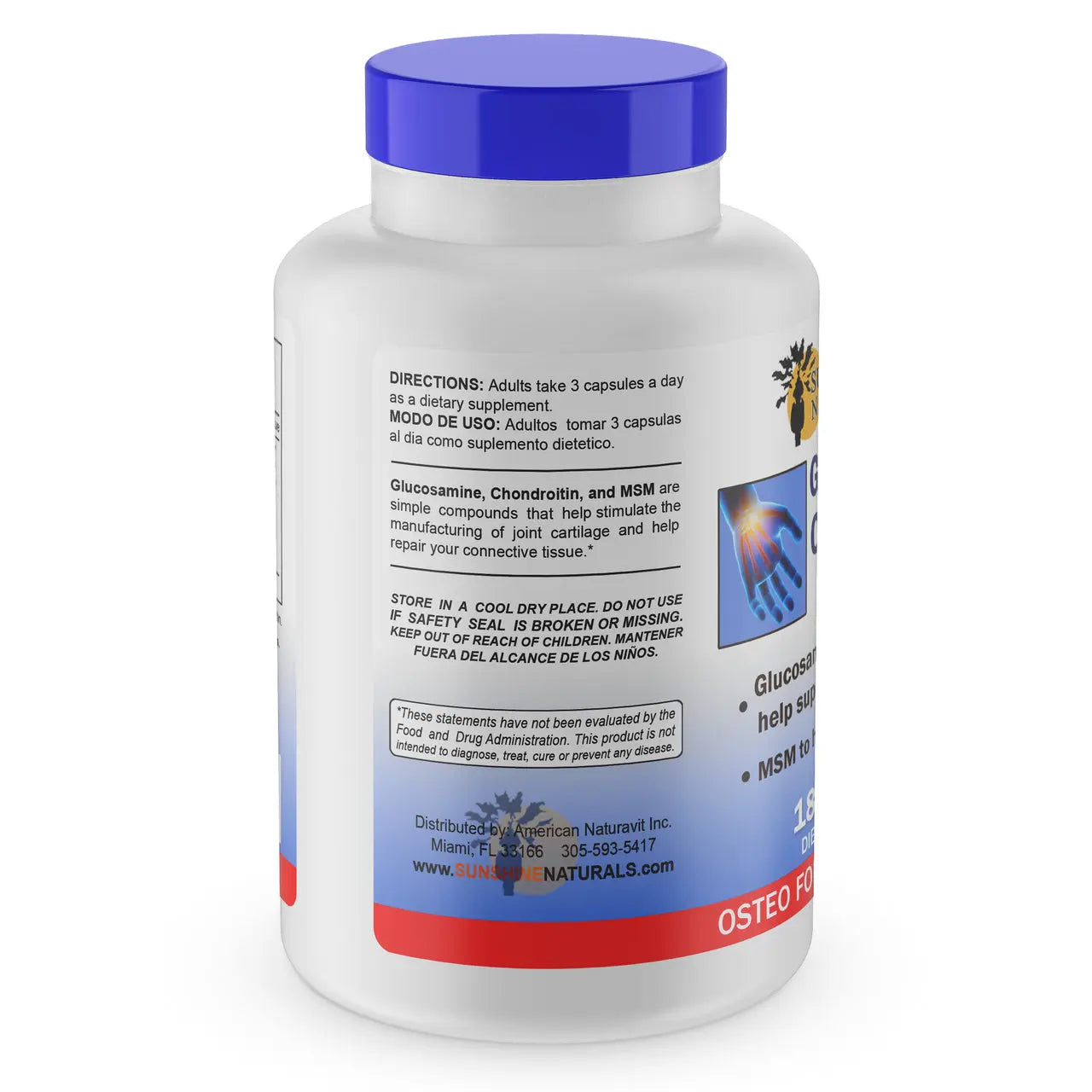 Glucosamine Sulfate, Chondroitin, and MSM 180 Capsules Sunshinenaturals