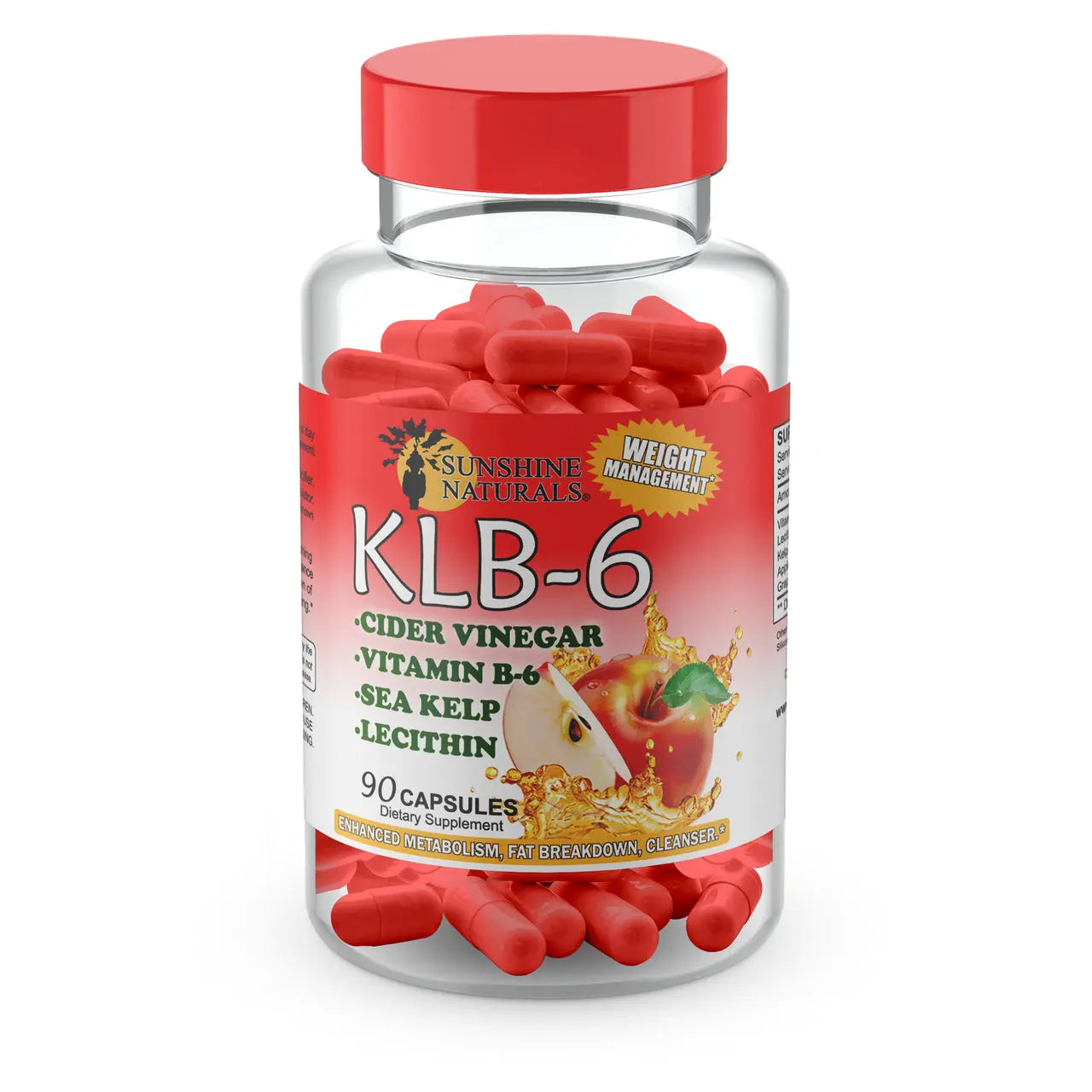 Lecithin Kelp Vitamin B-6 Cider Vinegar 90 capsules Sunshinenaturals