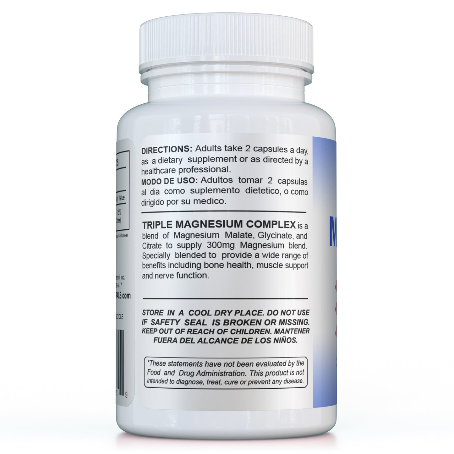 Triple Magnesium Complex, Magnesium Glycinate, Malate and Citrate. 90 capsules