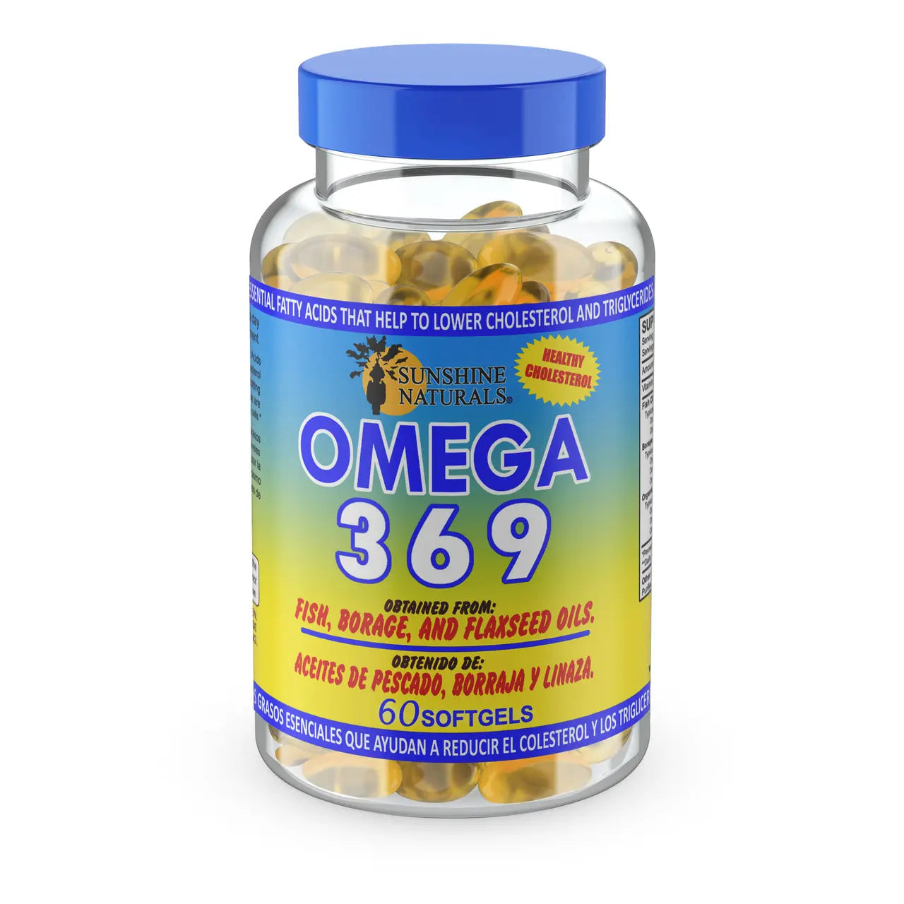 Omega 3-6-9 Fish, Borage, and Flaxseed oil 3600mg 60 Softgels Sunshine naturals
