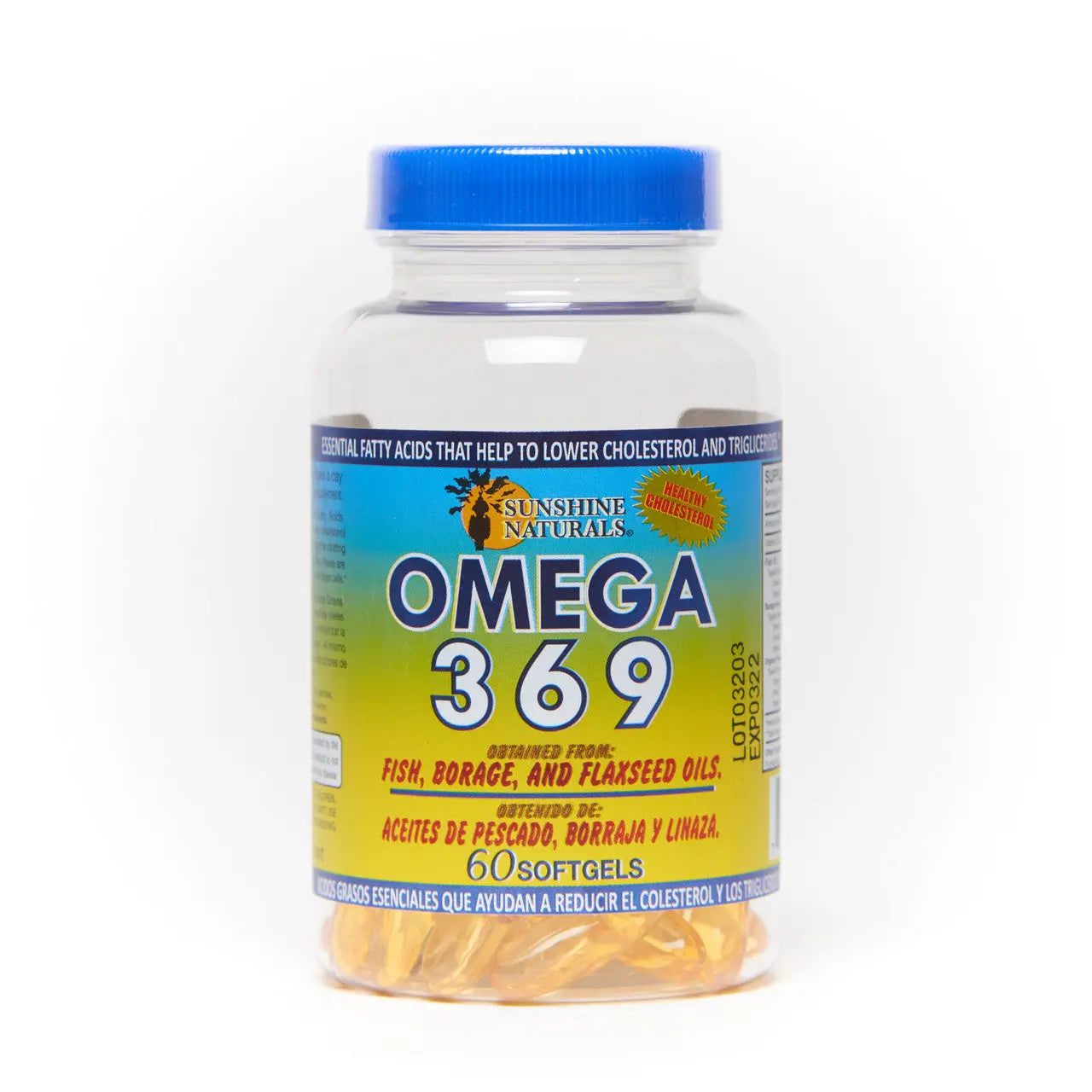 Omega 3-6-9 Fish, Borage, and Flaxseed oil 3600mg 60 Softgels Sunshine naturals