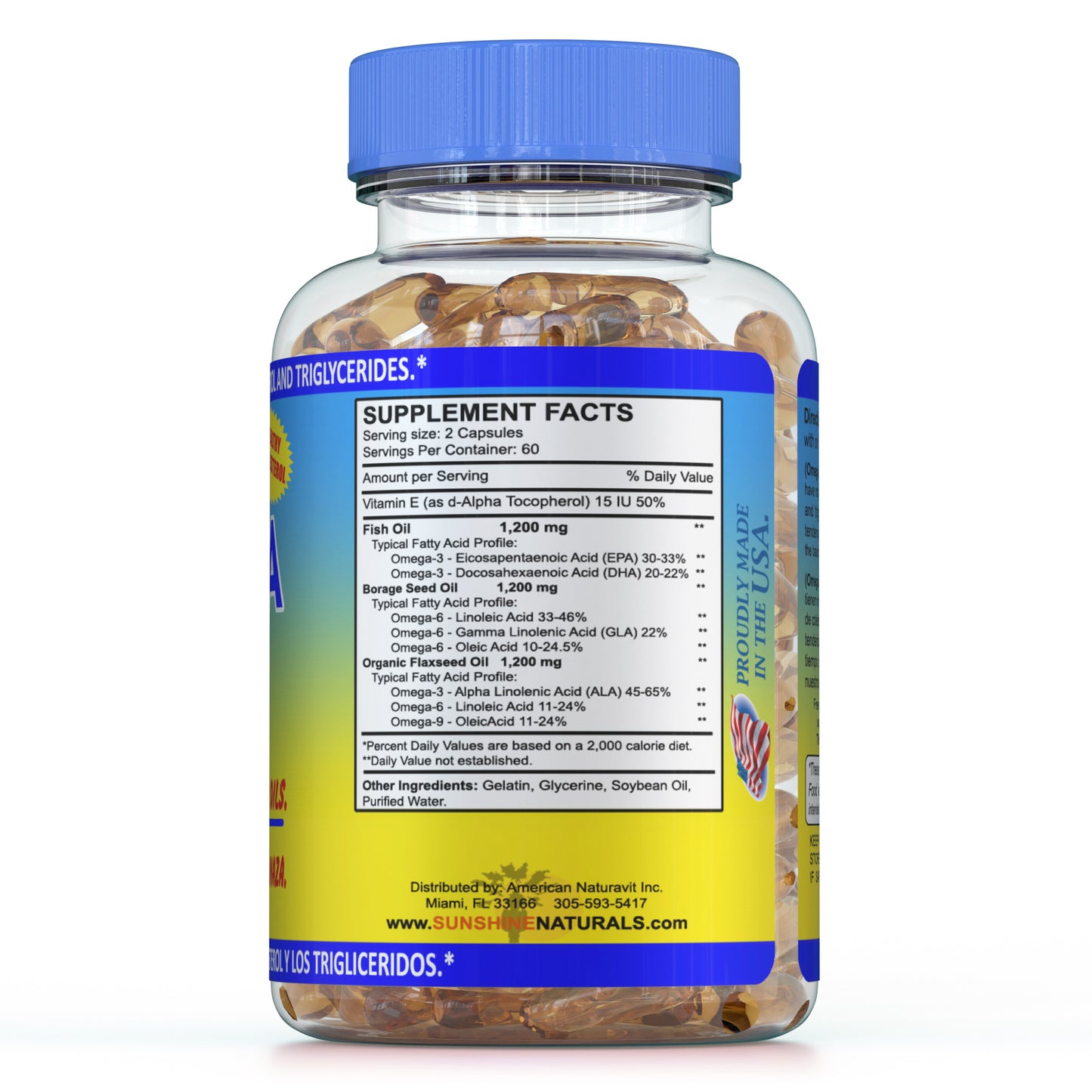 Omega 3-6-9 Fish, Borage, and Flaxseed oil 3600mg 60 Softgels