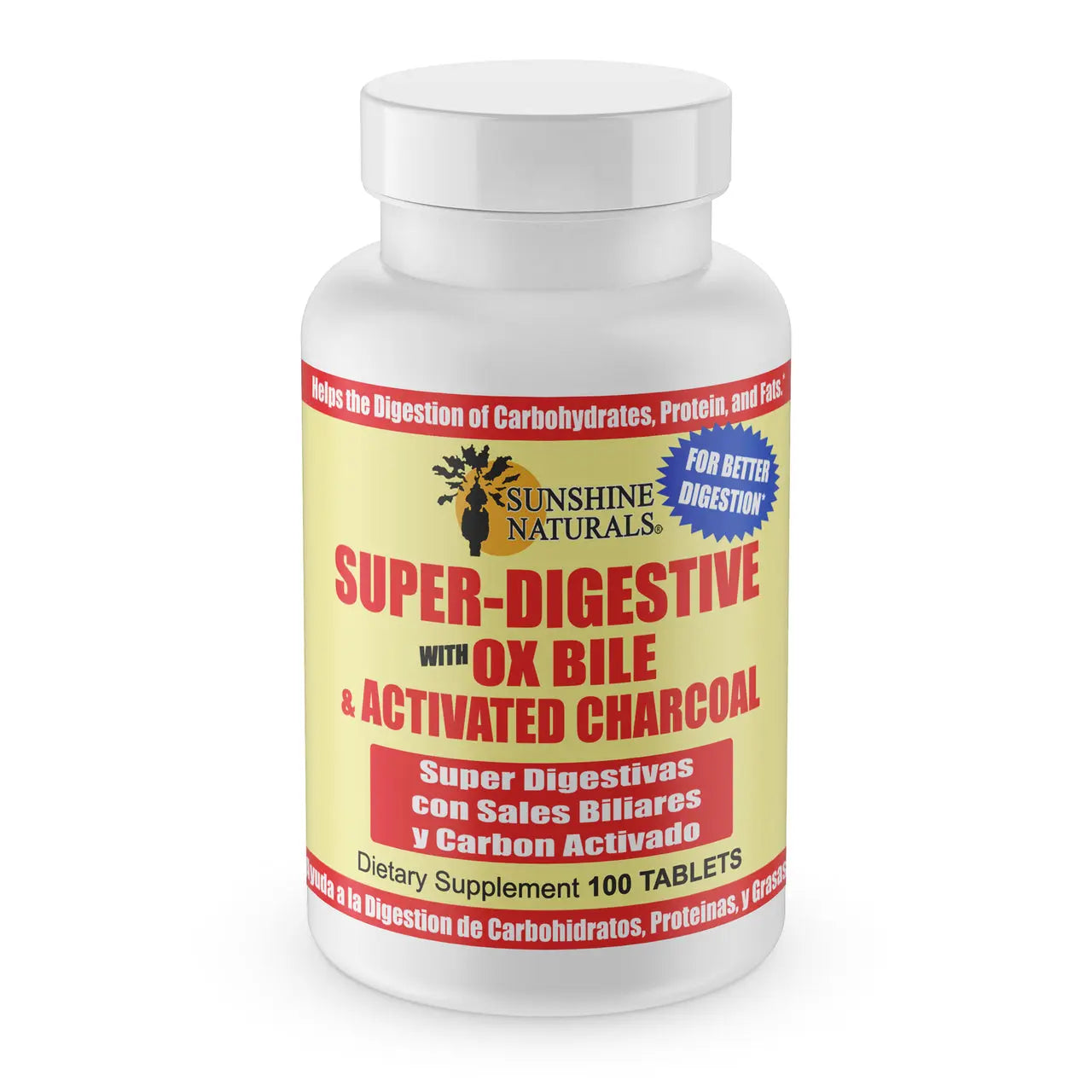Super Digestivas, Sales Biliares, con Carbon Activado 100 Tablets Sunshinenaturals