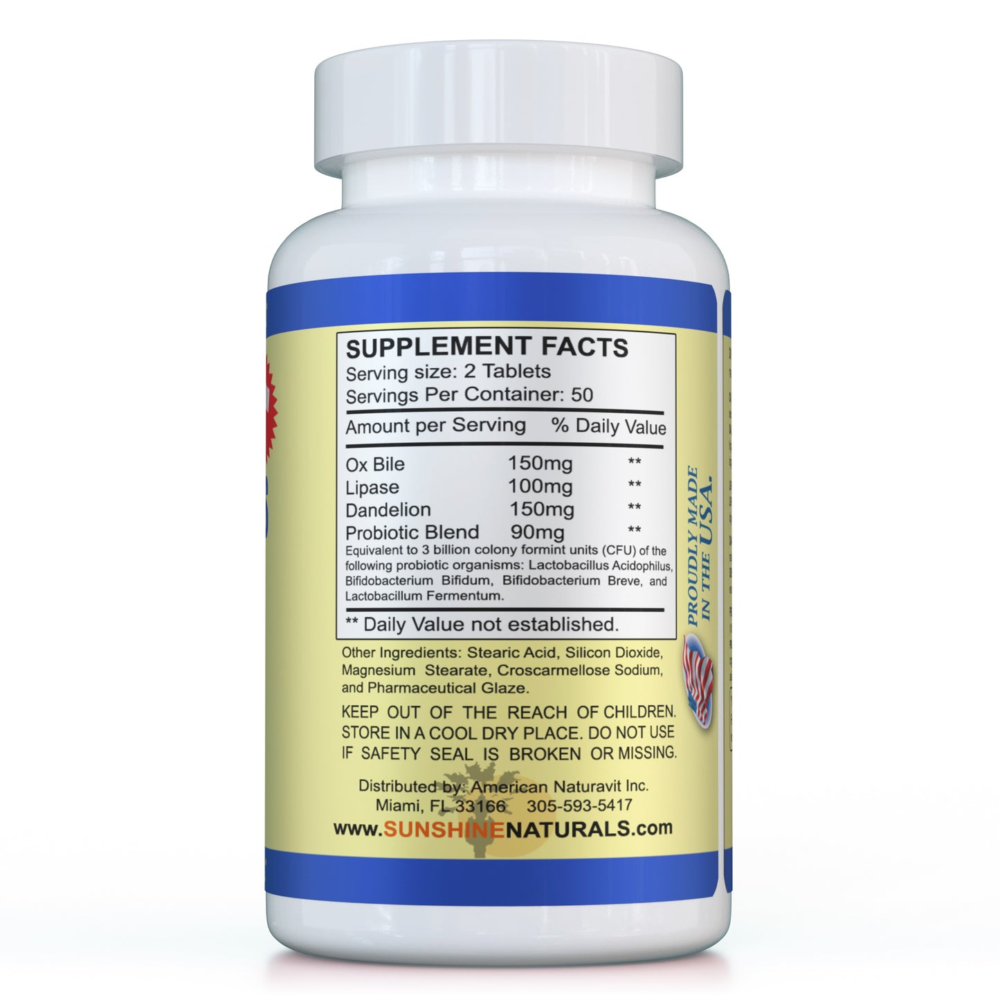 Super Probiotics, Ox Bile, and Dandelion 100 Tablets