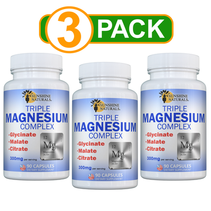 Triple Magnesium Complex, Magnesium Glycinate, Malate and Citrate. 90 capsules