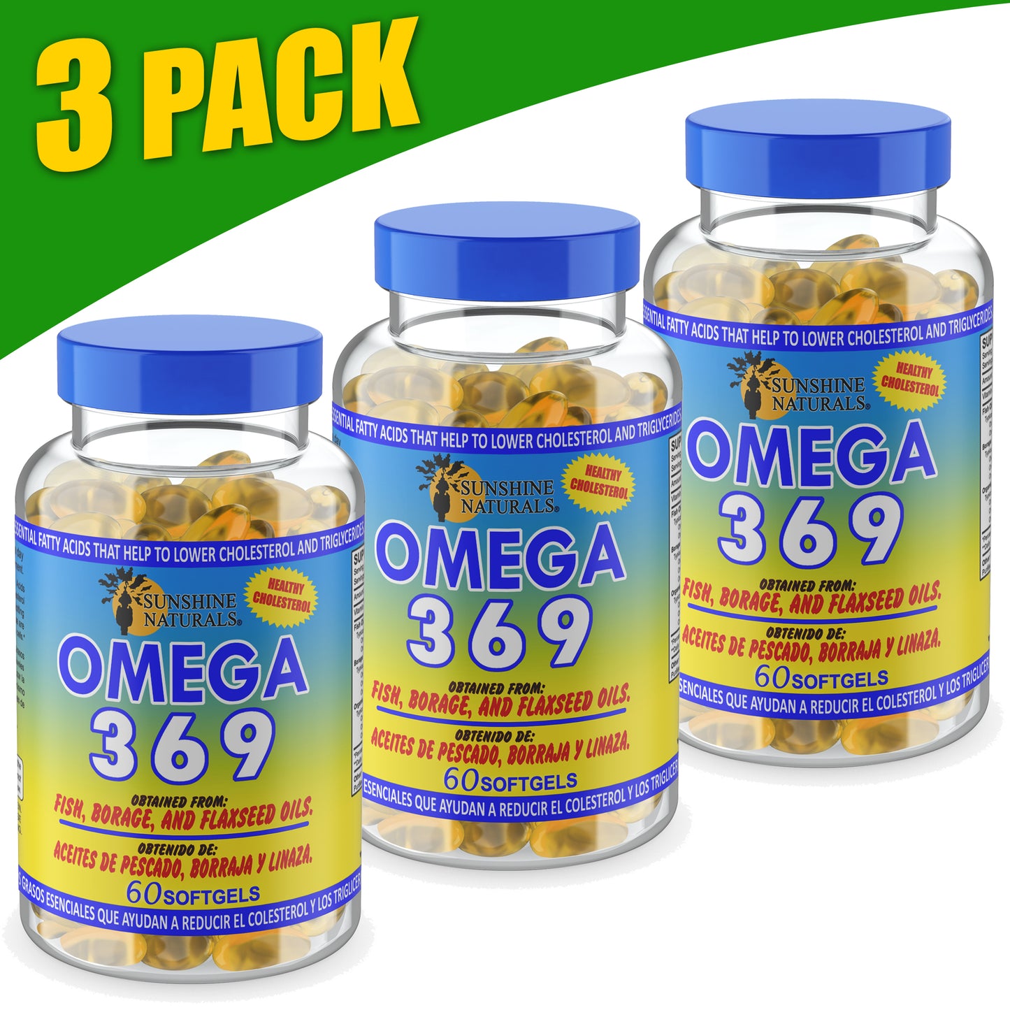 Omega 3-6-9 Fish, Borage, and Flaxseed oil 3600mg 60 Softgels