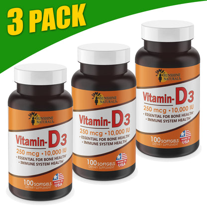 Vitamin D3 10,000 IU (250mcg) 100 Softgels