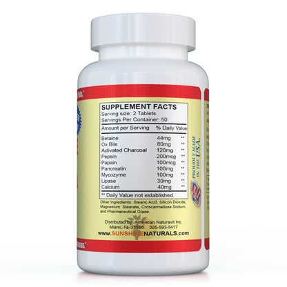 Super Digestivas, Sales Biliares, con Carbon Activado 100 Tablets