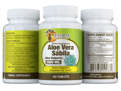 Aloe Vera Sabila 2000mg 60 Tablets