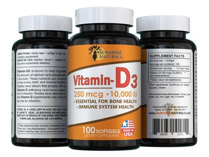 Vitamin D3 10,000 IU (250mcg) 100 Softgels