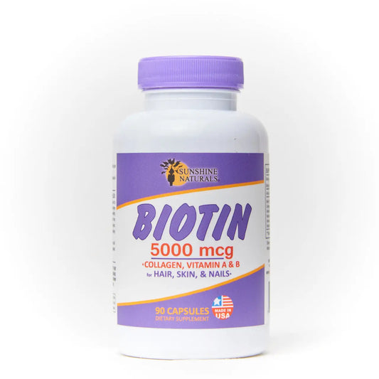 Biotin 5000 mcg plus Collagen for Hair, Skin, and Nails 90 Capsules Sunshinenaturals