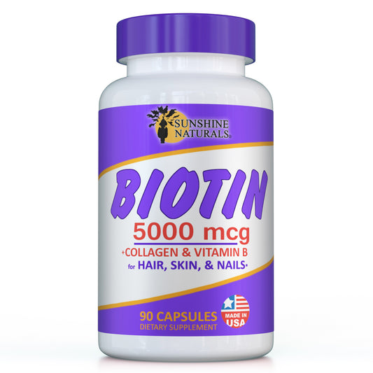 Biotin 5000 mcg plus Collagen for Hair, Skin, and Nails 90 Capsules