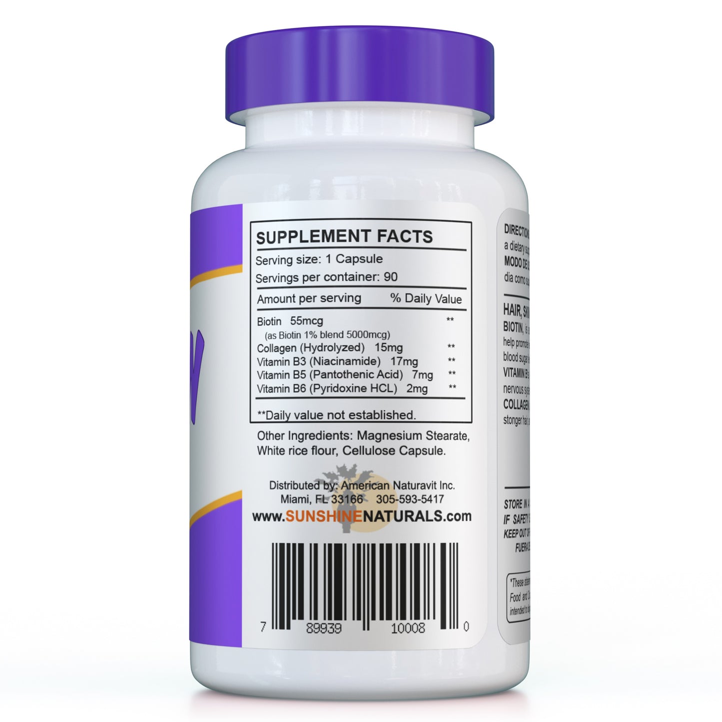 Biotin 5000 mcg plus Collagen for Hair, Skin, and Nails 90 Capsules