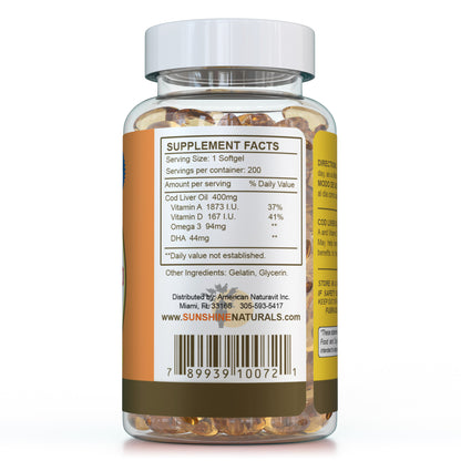 Cod Liver Oil 1400mg 200 Softgels