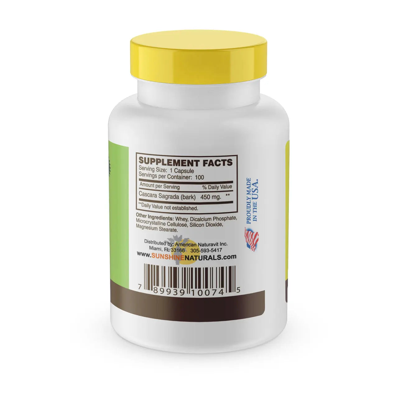Cascara Sagrada 450mg 100 Capsules Sunshinenaturals