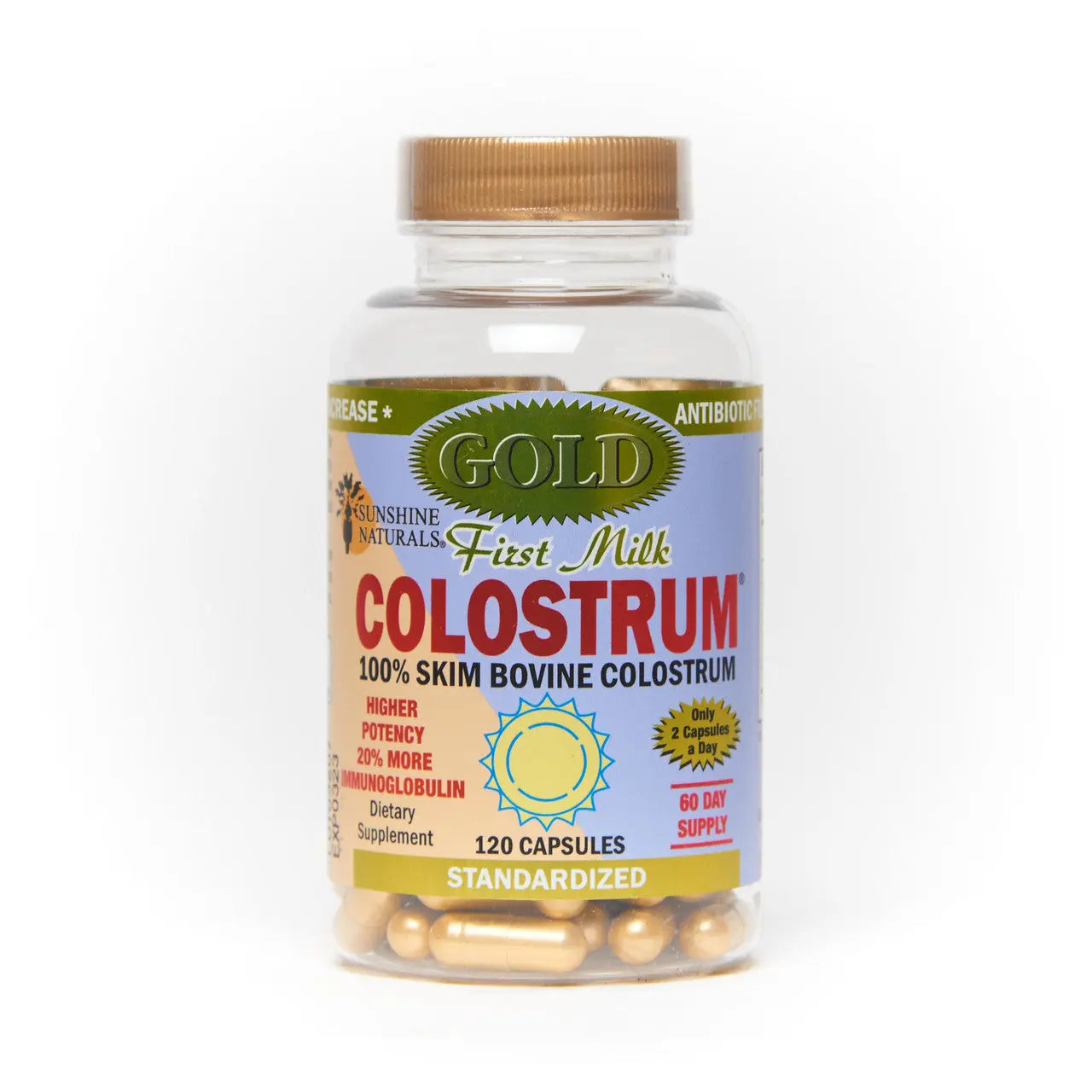 Colostrum GOLD First Milk 120 Capsules Sunshinenaturals