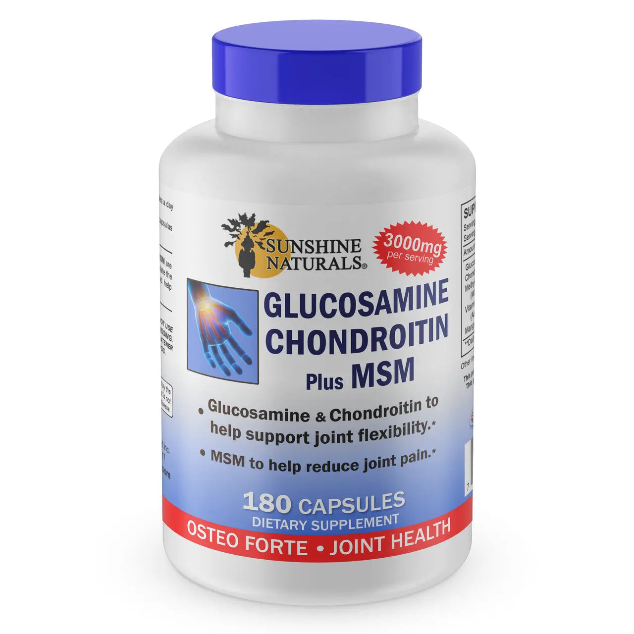 Glucosamine Sulfate, Chondroitin, and MSM 180 Capsules Sunshinenaturals