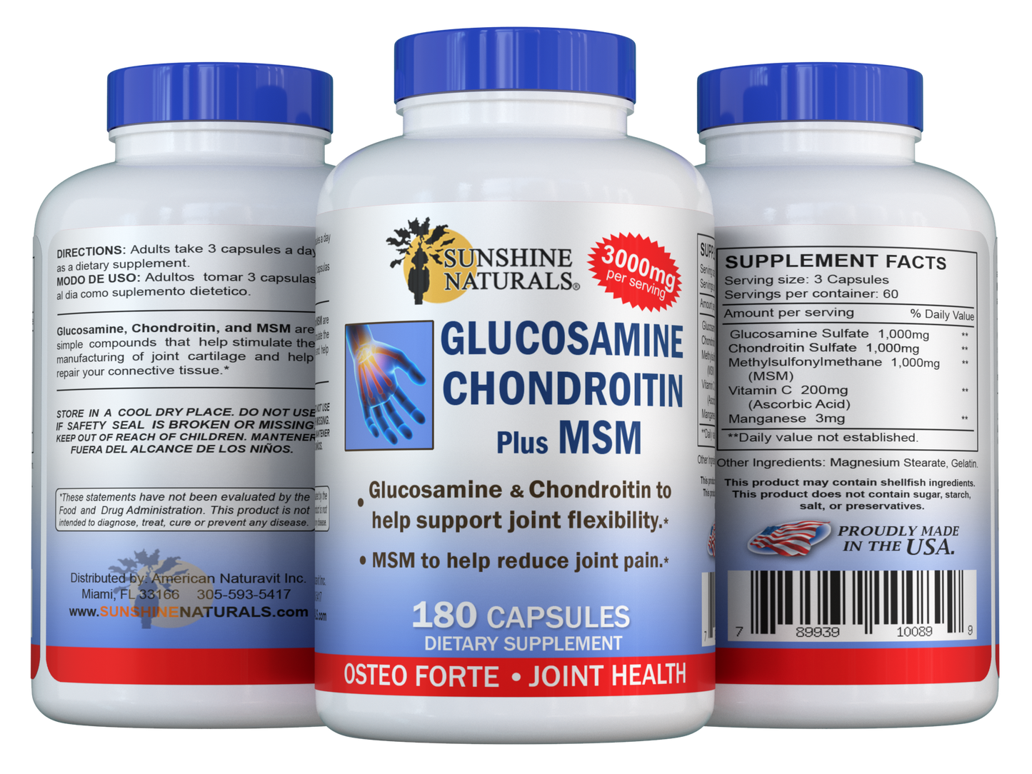 Glucosamine Sulfate, Chondroitin, and MSM 180 Capsules