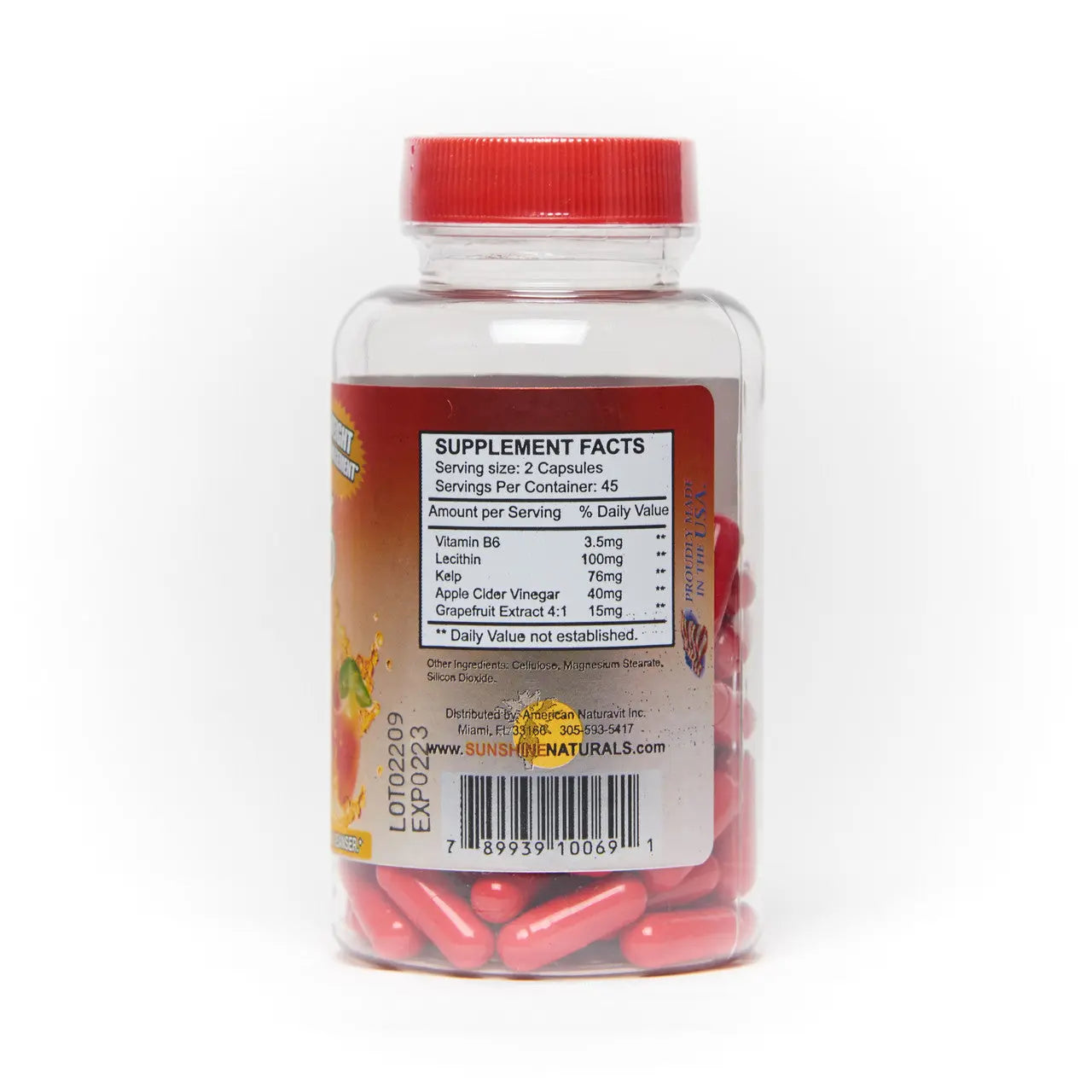 Lecithin Kelp Vitamin B-6 Cider Vinegar 90 capsules Sunshinenaturals