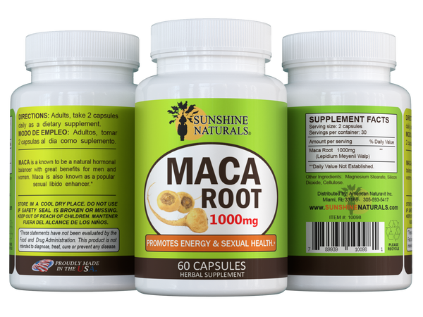 Maca Root - 60 Capsules - Sunshine Naturals