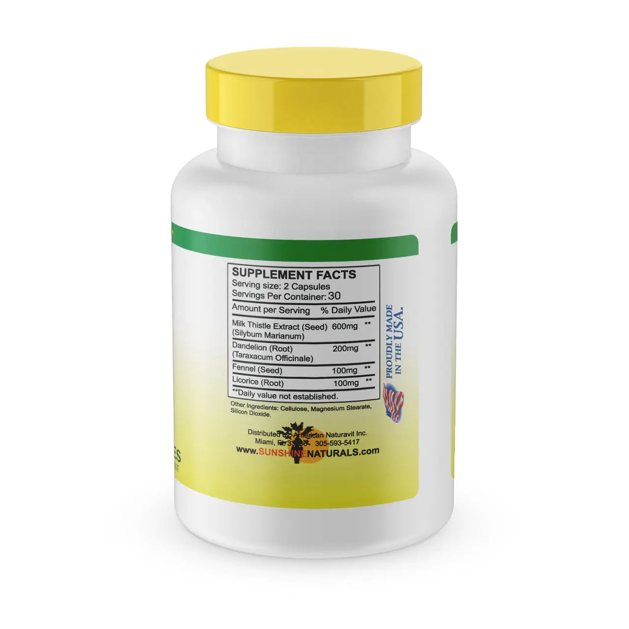Milk Thistle 600mg 60 Capsules Sunshinenaturals