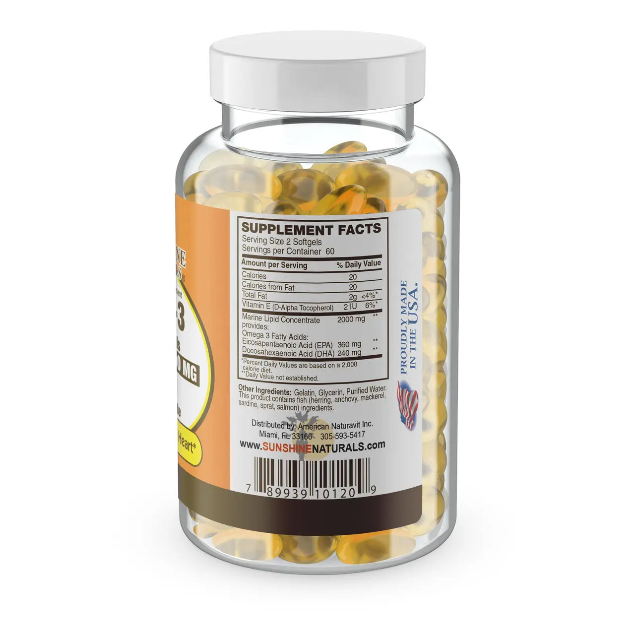 Omega 3 Fish oil 2000mg 120 Softgels Sunshinenaturals