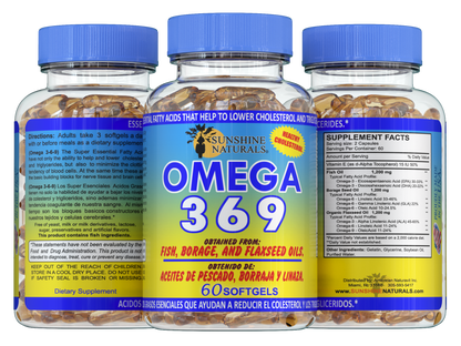 Omega 3-6-9 Fish, Borage, and Flaxseed oil 3600mg 60 Softgels