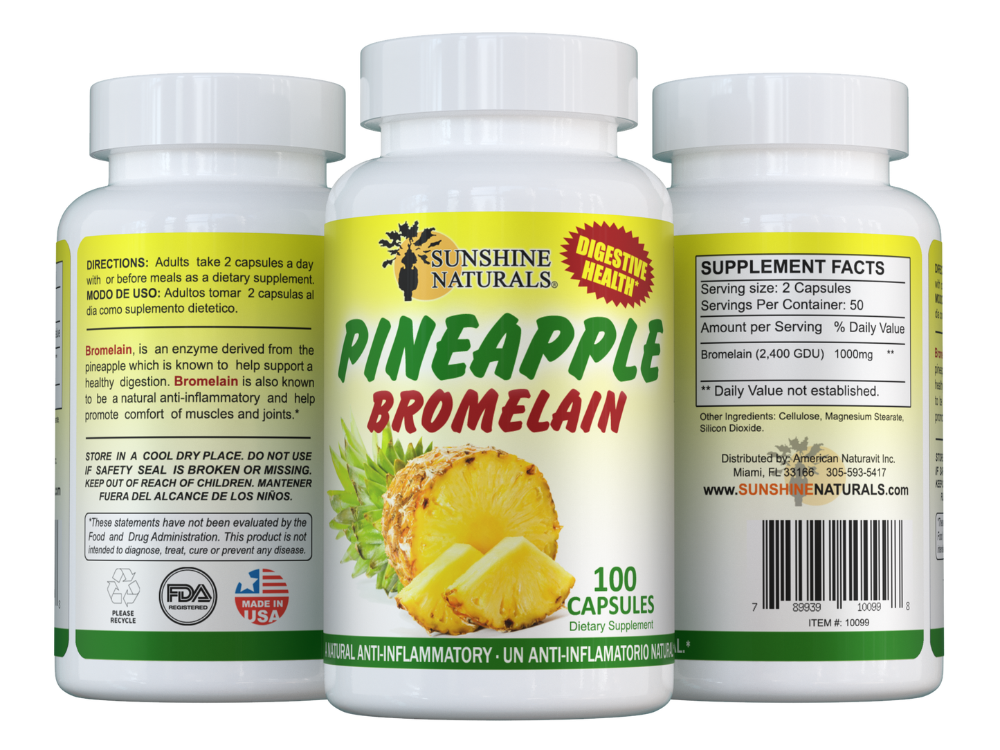 Piña-Plus (Bromelain) 100 Capsules