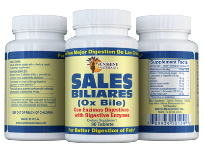 Sales Biliares (Ox Bile) plus Digestive Enzymes 30 Tablets