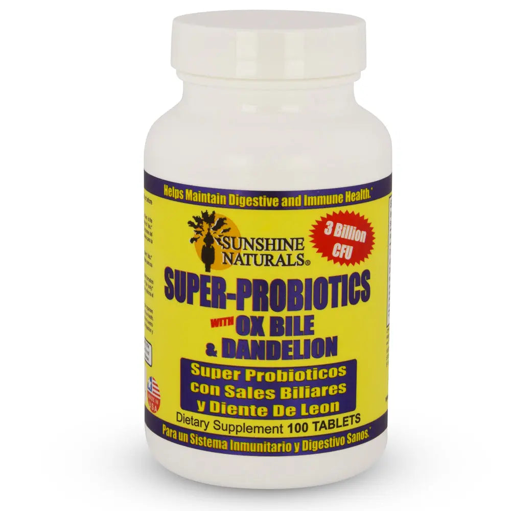 Super Probiotics, Ox Bile, and Dandelion 100 Tablets Sunshinenaturals