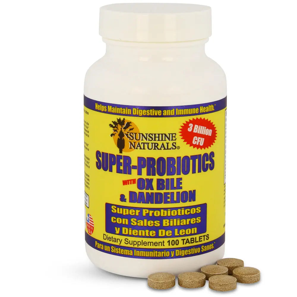 Super Probiotics, Ox Bile, and Dandelion 100 Tablets Sunshinenaturals