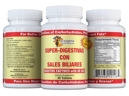 Super Digestives with Ox Bile (Super Digestivas) 30 Tablets