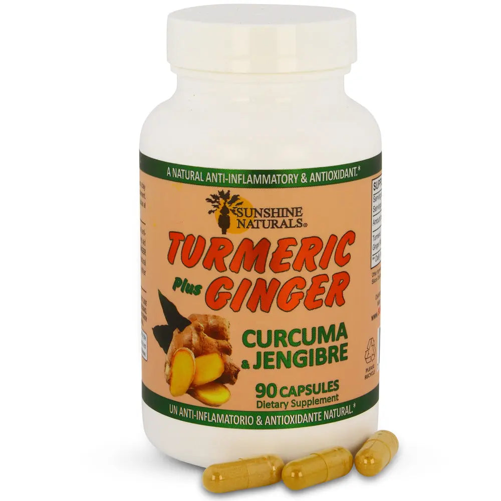 Turmeric Curcuma plus Ginger 400 mg 90 Capsules Sunshine Naturals