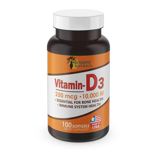 Vitamin D3 10,000 IU (250mcg) 100 Softgels Sunshinenaturals