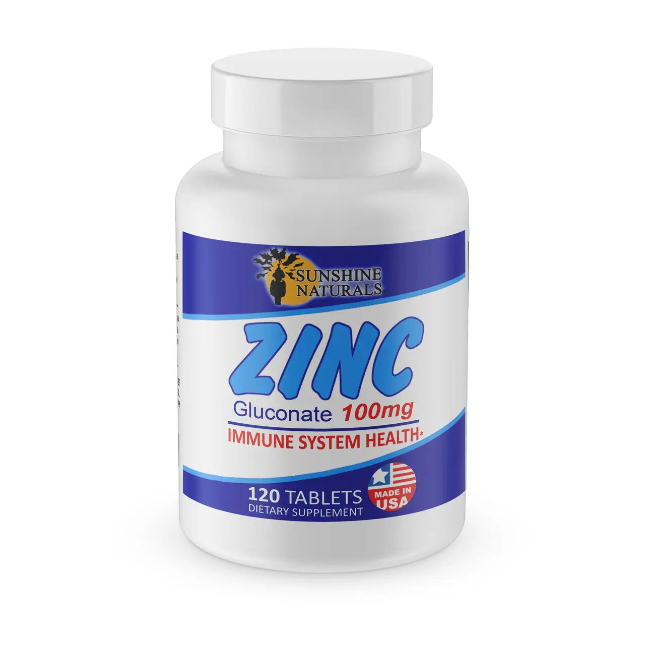 Zinc Gluconate 100mg 120 Tablets Sunshinenaturals