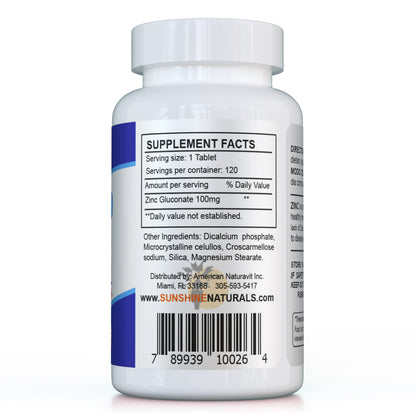 Zinc Gluconate 100mg 120 Tablets